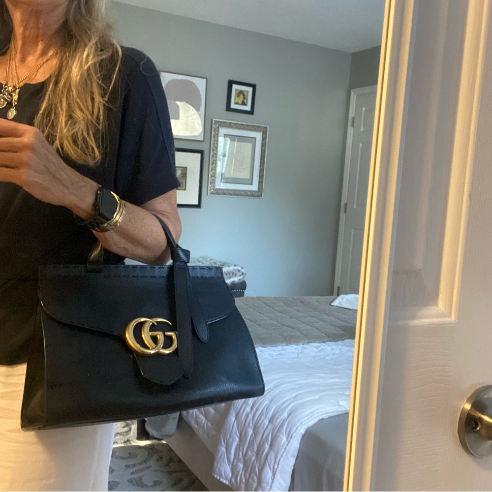 GUCCI GG MARMONT LEATHER TOP HANDLE BAG 421890 BLACK - Picture 15 of 15